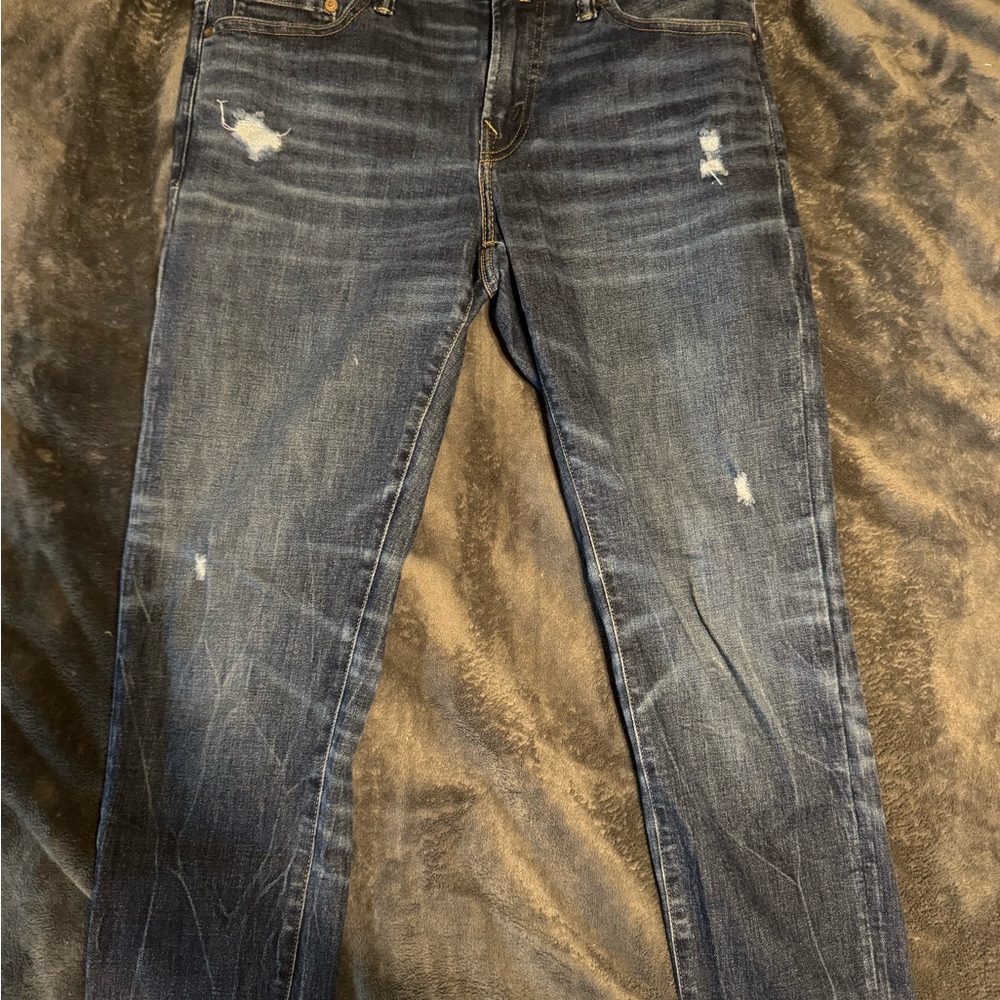 American Eagle Outfitters Dark Blue Distressed Skinny Jeans